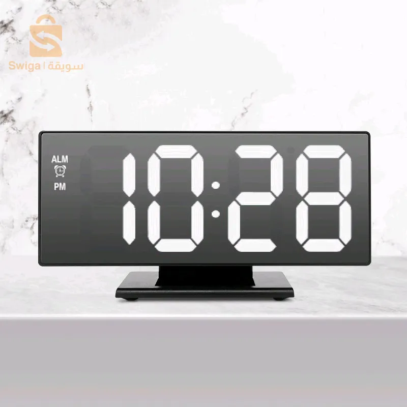ساعة منبه رقمية بمرآة LED، ساعة إلكترونية DS-3618L$👍