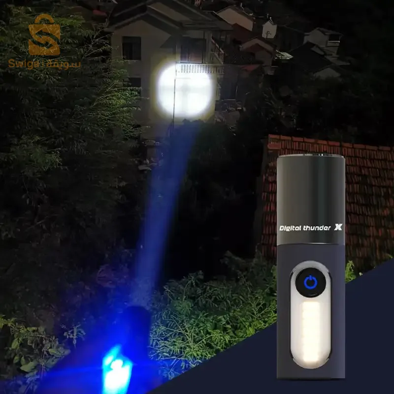 مصباح يدوي LED زوومابلي 4 أوضاع، قابل لإعادة الشحن 1800 مللي أمبير$👍