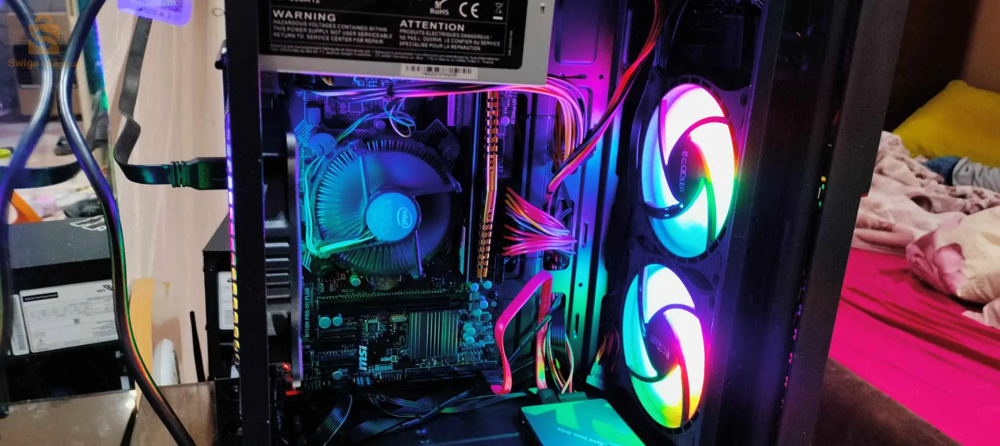 Pc Gamers i3 7100 +16 Go Ram XPG 3200 mhz motherboard h110 msi ssd 512  psu 500 w San gpu biote rgb