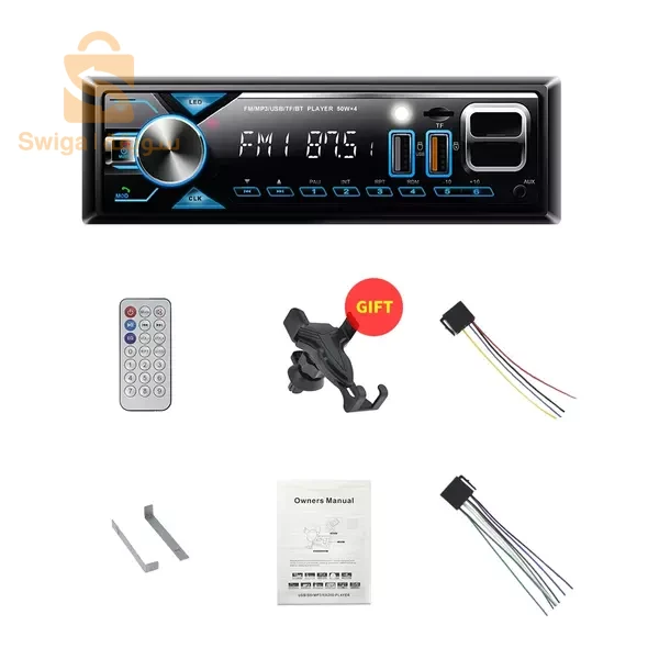 Lecteur Autoradio MP3 Bluetooth avec support de téléphone et chargeur