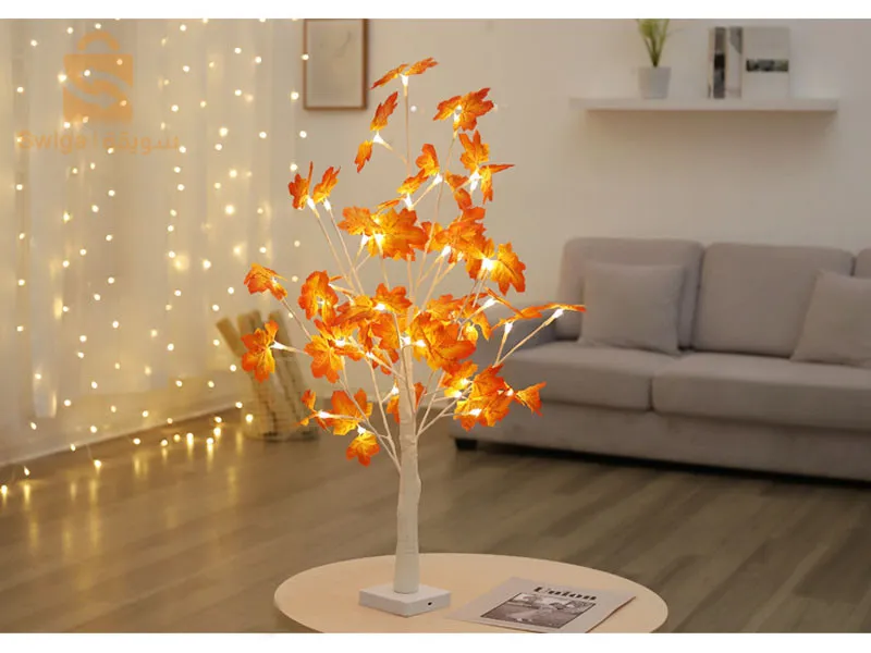 ضوء ليلي على شكل شجرة القيقب مزخرف بمنفذ USB 24 LED$👍