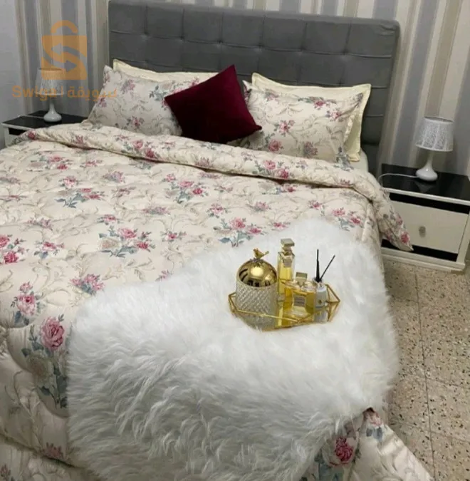 طقم لحاف مزدوج مكون من 6 قطع: موديل BLANC‏ ‏FLORET‏