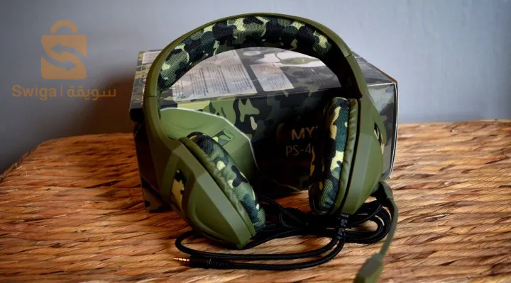 سماعة الألعاب السلكية Konix Mythics PS-400 لوحدة التحكم، ومكبرات صوت 40 مم، وميكروفون، ونمط مموه باللون الأخضر الكاكي$👍