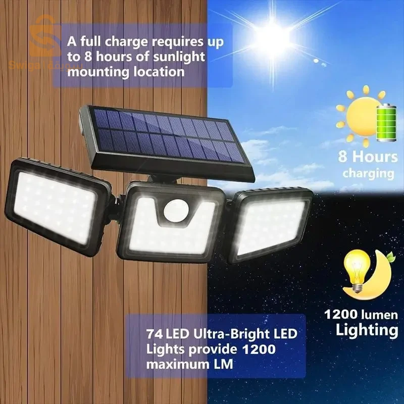 مصباح شمسي خارجي مقاوم للماء 112 LED مع كاشف حركة FL-1725A$👍