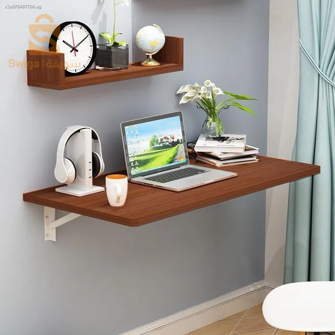 مكتب خشبي عصري للتثبيت على الجدار ذو شكل انيق