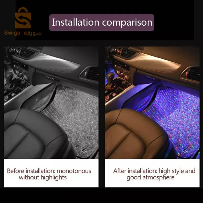 جو السيارة Lumière RGB 4en1 USB 12V$👍