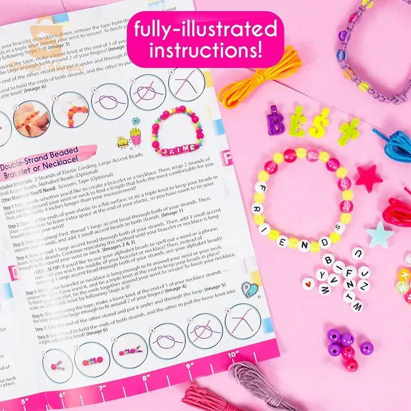 ABC kit de fabrication de bijoux avec des perles coloré en acrylique 1100 pcs - طقم صنع المجوهرات للاطفال بخرز الأكريليك الملون 1100 قطعة$👍