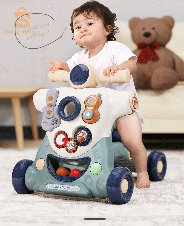 مشاية أطفال 5 في 1 مع موسيقى للأطفال من عمر 6 إلى 18 شهرًا، عربة تعليمية، أداة مساعدة على المشي، متعددة الوظائف$🤍🤍