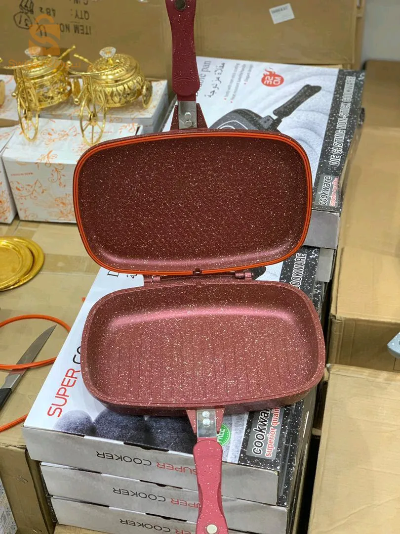 طنجرة ومقلاة مزدوجة الجانب لون اسود فقط