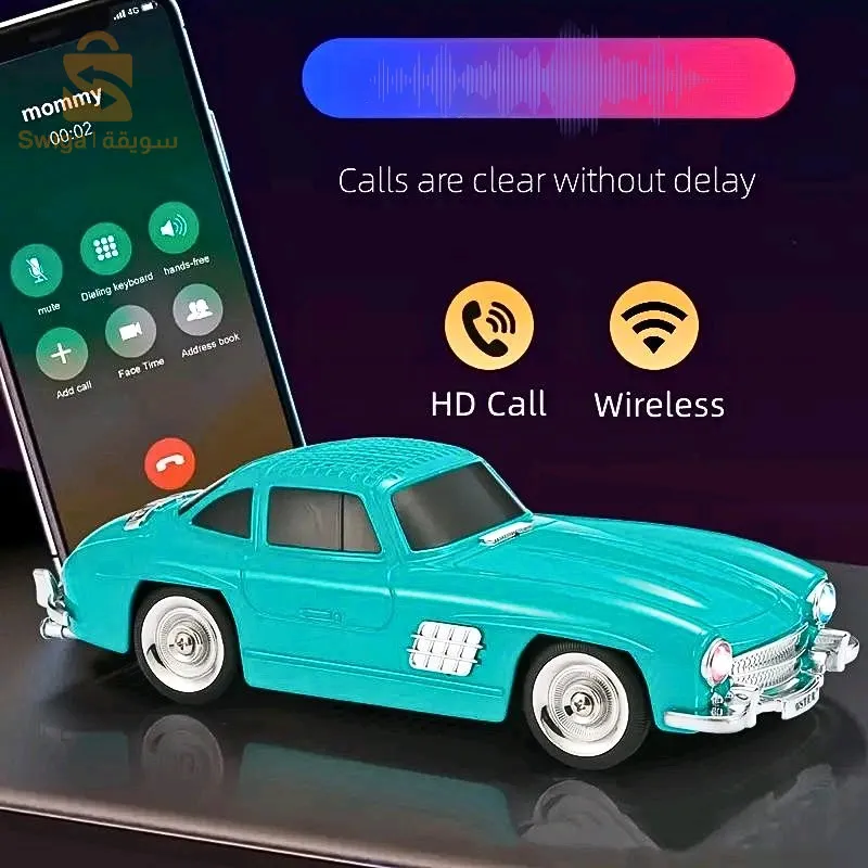 مكبر صوت بلوتوث لاسلكي على شكل سيارة عتيقة، بطاقة ذاكرة، مكالمات، AUX، محرك فلاش USB، راديو FM$👍