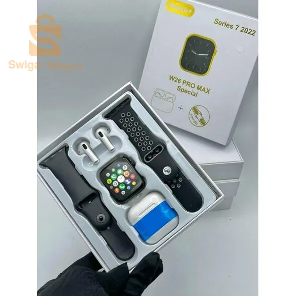 Smart Watch + Ecouteurs Sans fil - W26 PRO MAX - Noir ساعة ذكية + سماعات لاسلكية
