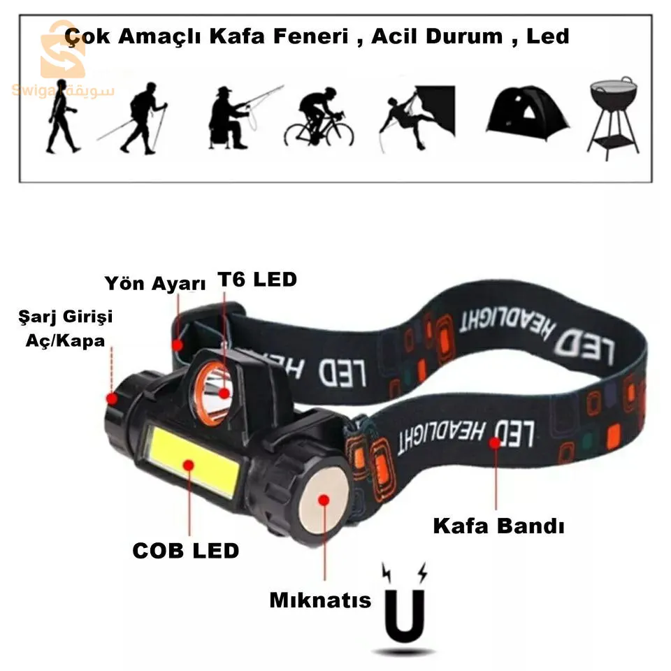 مصباح رأسي قابل للشحن