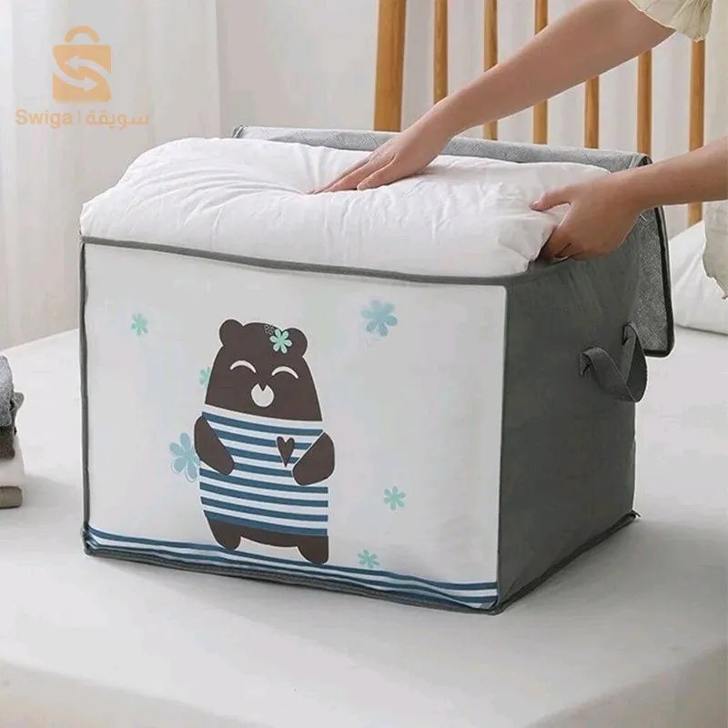 Pack 2 Sac de rangement Pliable pour vêtements à motifs de dessins animés Grande capacité - طقم2 قطع حقيبة تخزين ذات سعة كبيرة لللحاف والملابس$👍