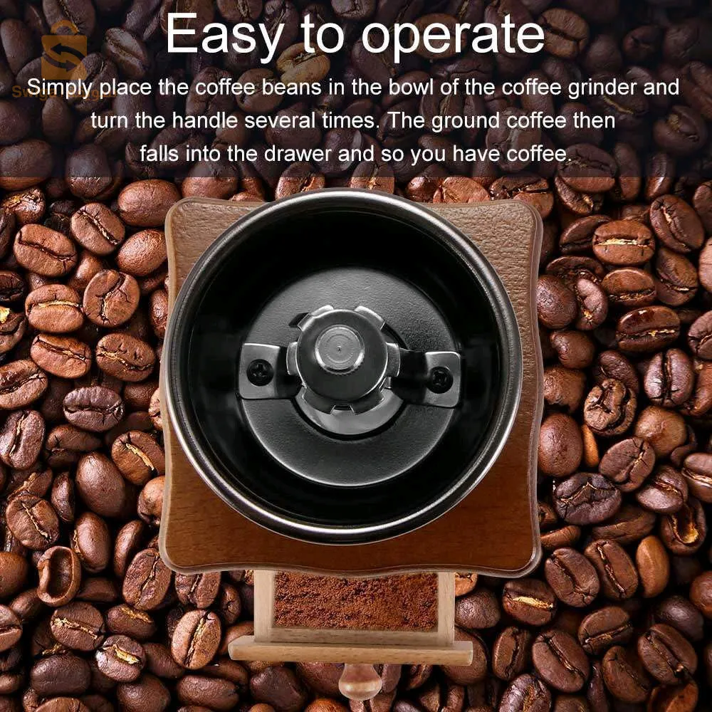 Moulin À Café Manuel En Bois Classique Vintage