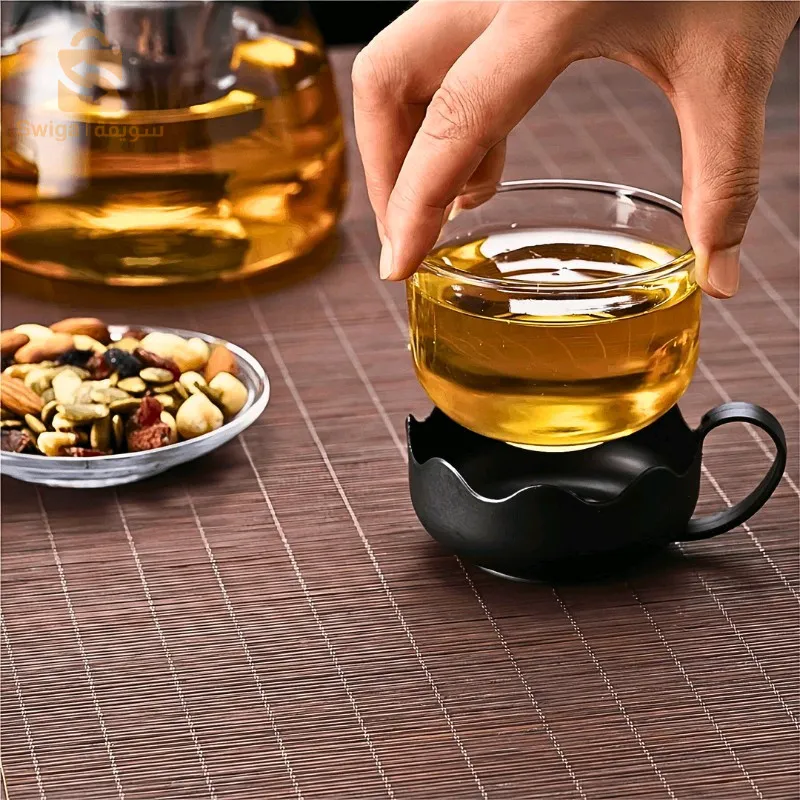 Théière en verre Avec 4 Tasses de grande capacité résistante à la chaleur et au froi