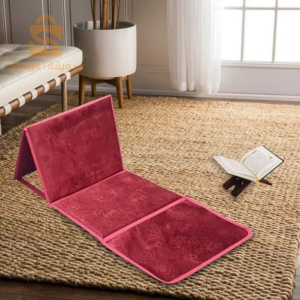 Luxury Foldable Prayer Rug 2 in 1 with Bag for Easy Carrying with Ergonomic Backrest Tapis De Prière Avec Dossier Pliable 106x48