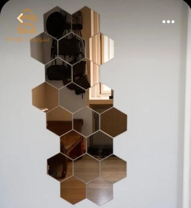 12 miroirs murales hegaxonal autoadhésif