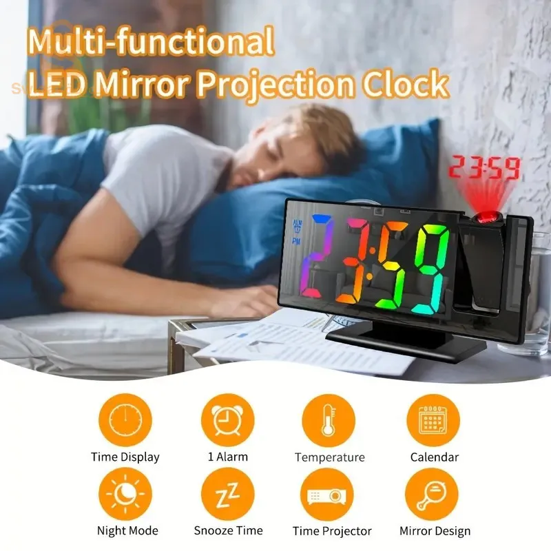 ساعة منبه رقمية ذكية مع جهاز عرض USB بدرجة حرارة 180 درجة RGB، غفوة DS-3618LP-C$👍
