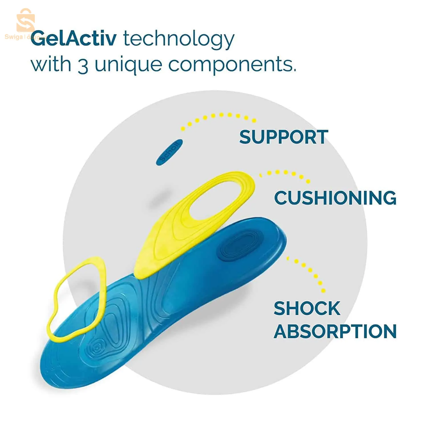 Sholl Semelles Active Gel Quotidien – فراش حذاء طبي مريح داخلي للاستخدام اليومي$👍