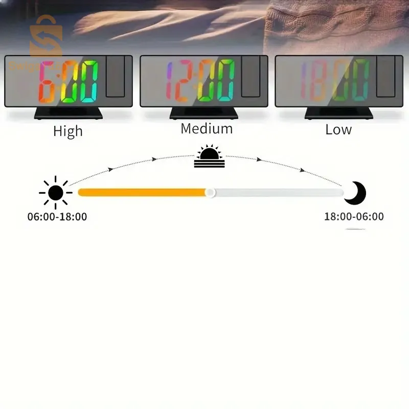 ساعة منبه رقمية ذكية مع جهاز عرض USB بدرجة حرارة 180 درجة RGB، غفوة DS-3618LP-C$👍