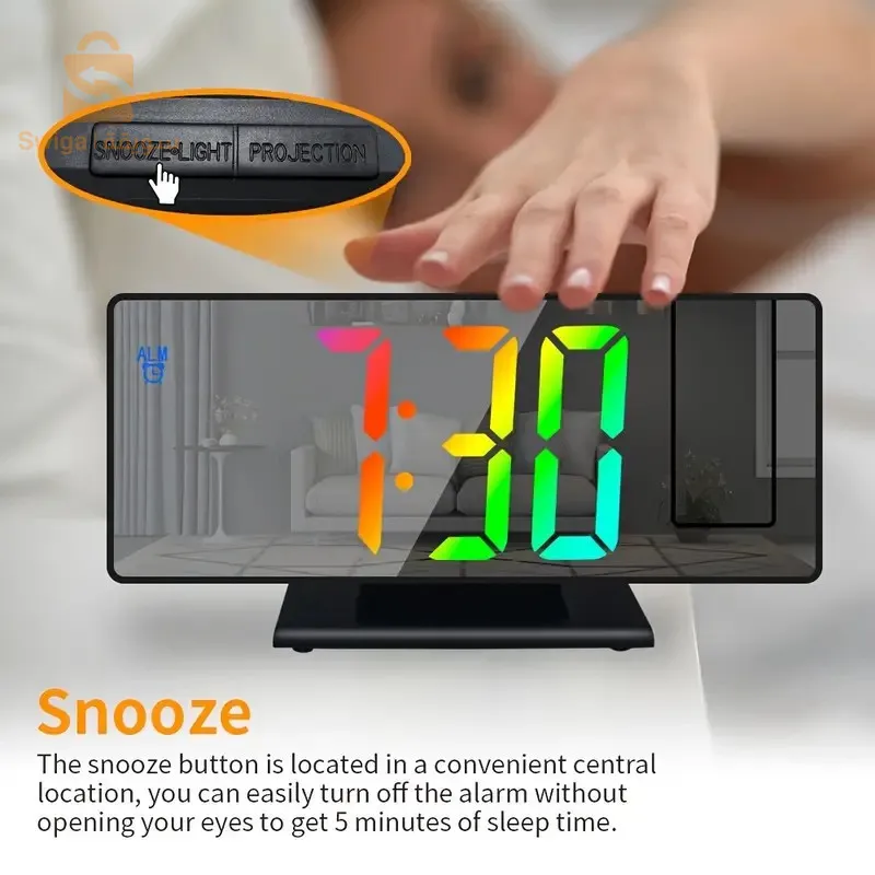 ساعة منبه رقمية ذكية مع جهاز عرض USB بدرجة حرارة 180 درجة RGB، غفوة DS-3618LP-C$👍