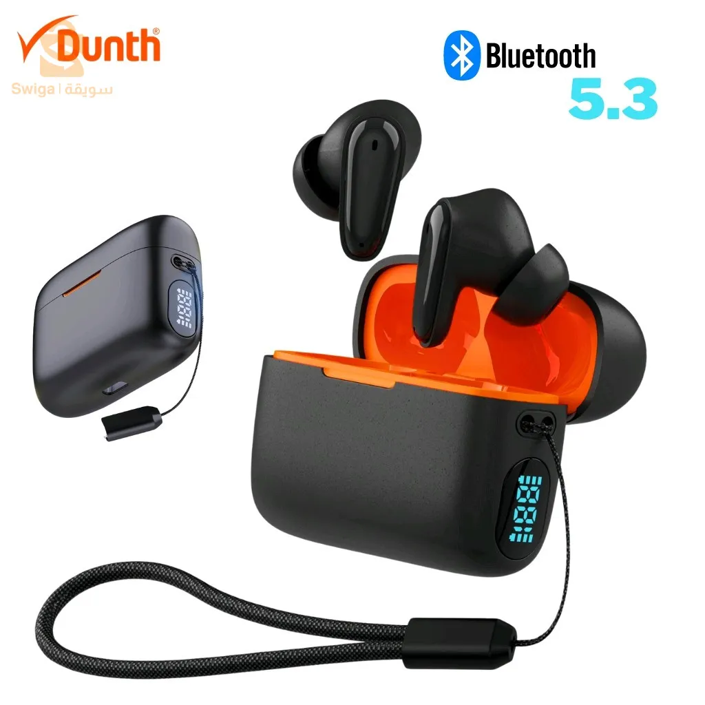 سماعات EarPods لاسلكية بلوتوث، باللون الأسود. DUNTH DU-T249.