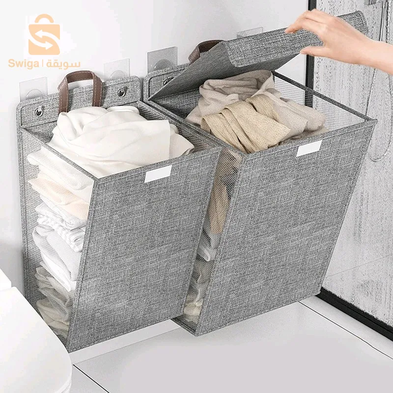 سلة غسيل مثبتة على الحائط، قابلة للطي، تخزين الملابس القذرة، سلة غسيل ذات سعة كبيرة$👍