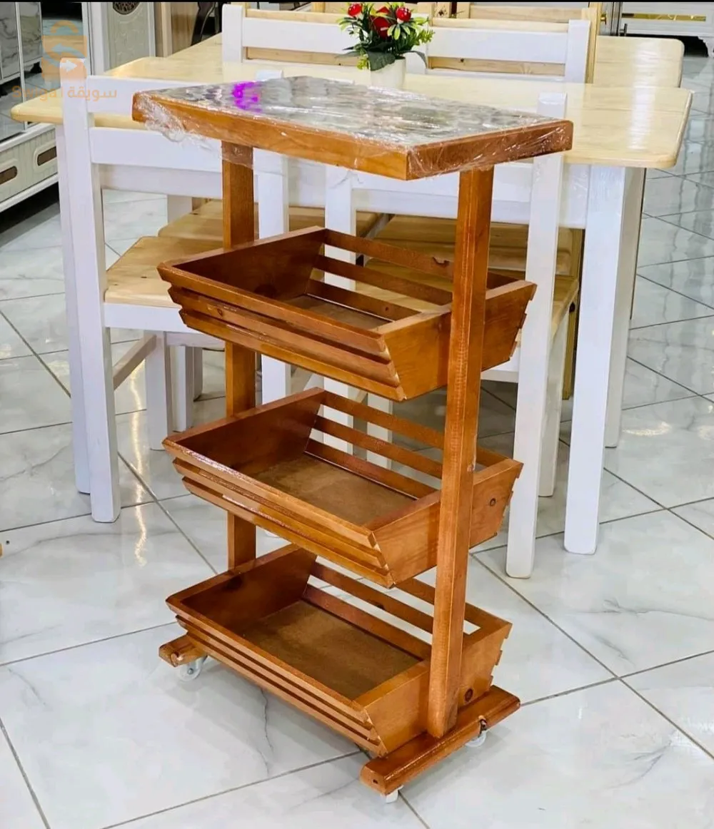 سلة خضر خشبية 3 طوابق