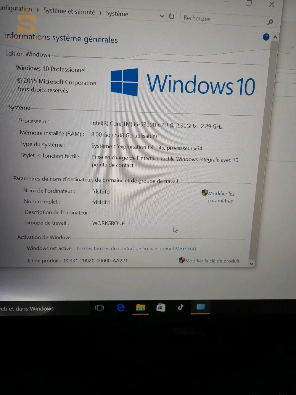 laptop Dell i5 5th tactile