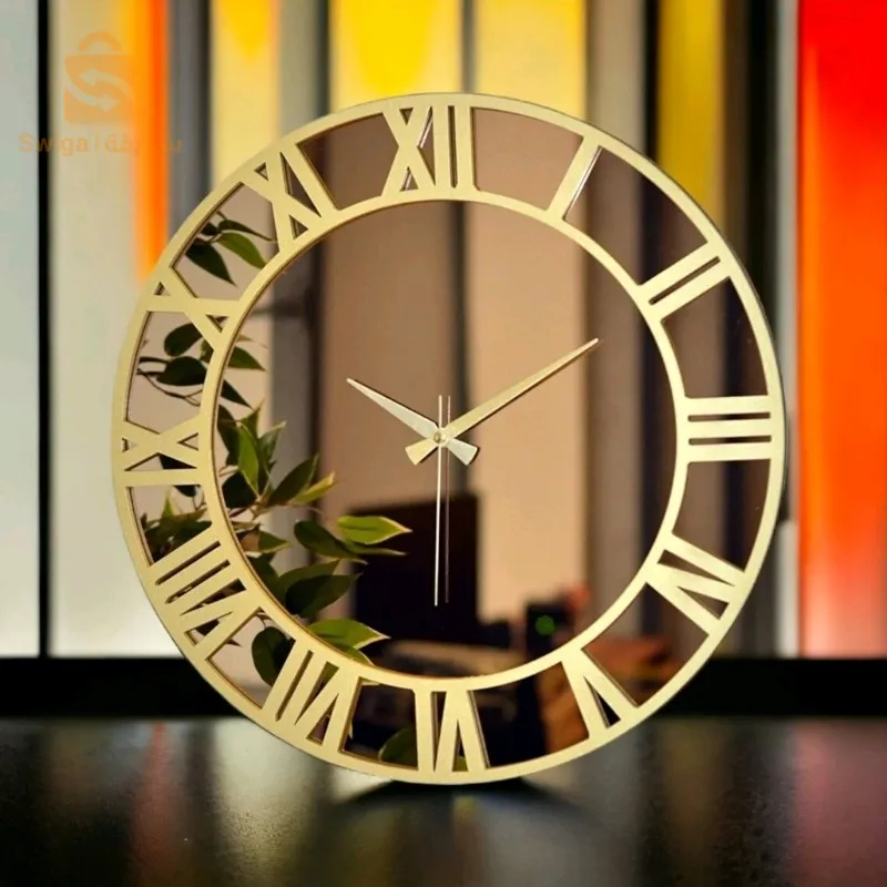 Horloge Murale Décorative Chiffres Plexiglass Avec Fond En Acrylique effet miroir 40Cm / 40Cm