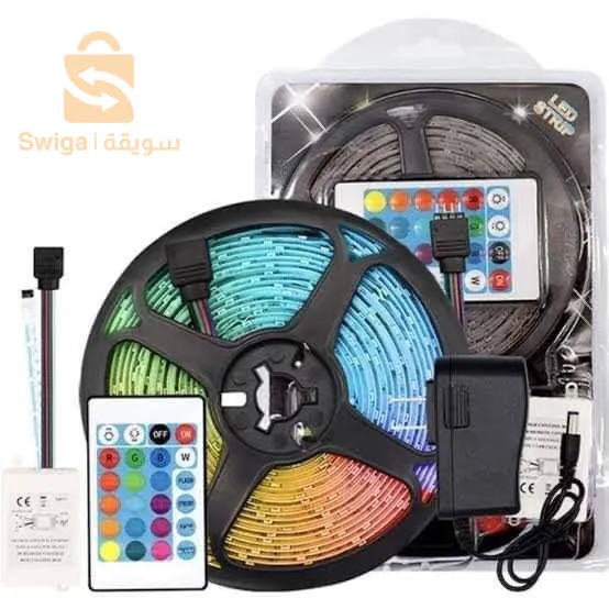 🌈 رولو LED 5 متر RGB متعدد الألوان مع التحكم عن بعد 🌈
