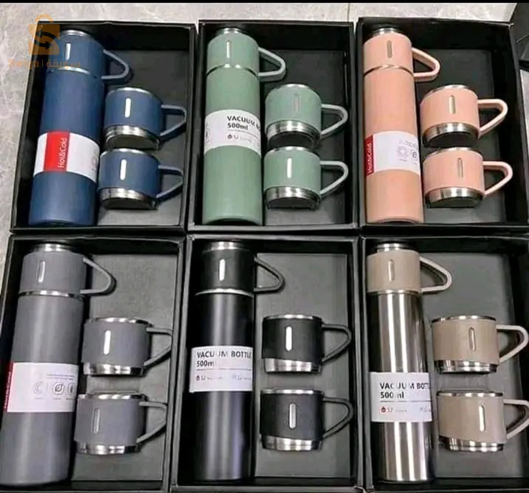 Ensemble de Tasses & Thermos Double Couche En Acier Inoxydable 500 mL