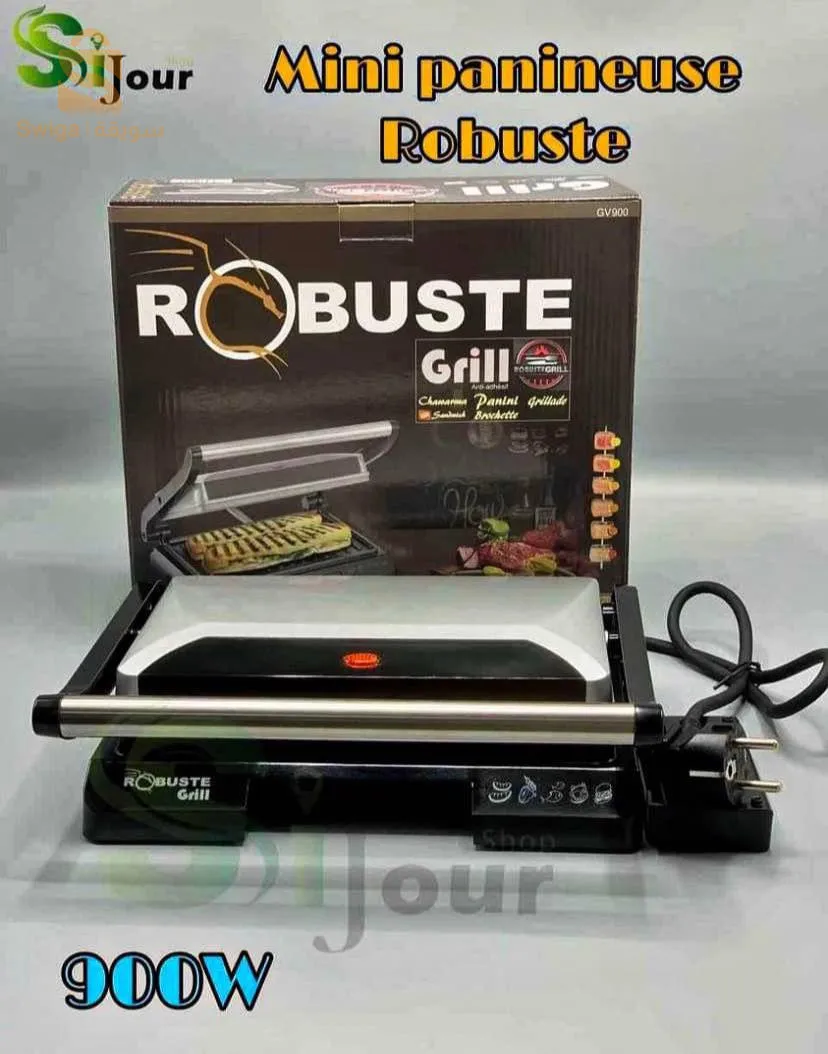 Nom : Mini Panineuse Robuste 🍗 - تخفيض السنة الجديدة 🔥🚨Prix : 4900 DA Description : Mini Panineuse Grill ROBUSTE 📢💢Mini panineuse  ⭐grill ROBUSTE 🔥✅ ماكينة پانينوز  متعددة الاستعمالات ذات الحجم الصغير✅ كافية لحمل 2 سندويتشات معا✅  بها ثلاث وظائف: 👇👈يمكن استخدامها مسطحة لضغط البانيني،👈أو بزاوية للشواء المائل 👈أو بزاوية 180 درجة للخبز (الشواء) المفتوح✅ألواح بطلاء مقاوم للالتصاق✅ سهلة التنظيف و بغطاء خارجي مقاوم للحرارة ✅صغيرة وانيقة الشكل 23x14 cm✴️ ✅نوعية جيدة للاستعمال المنزلي💯