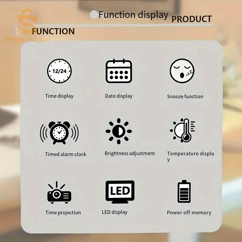 ساعة منبه رقمية ذكية مع جهاز عرض USB بدرجة حرارة 180 درجة RGB، غفوة DS-3618LP-C$👍
