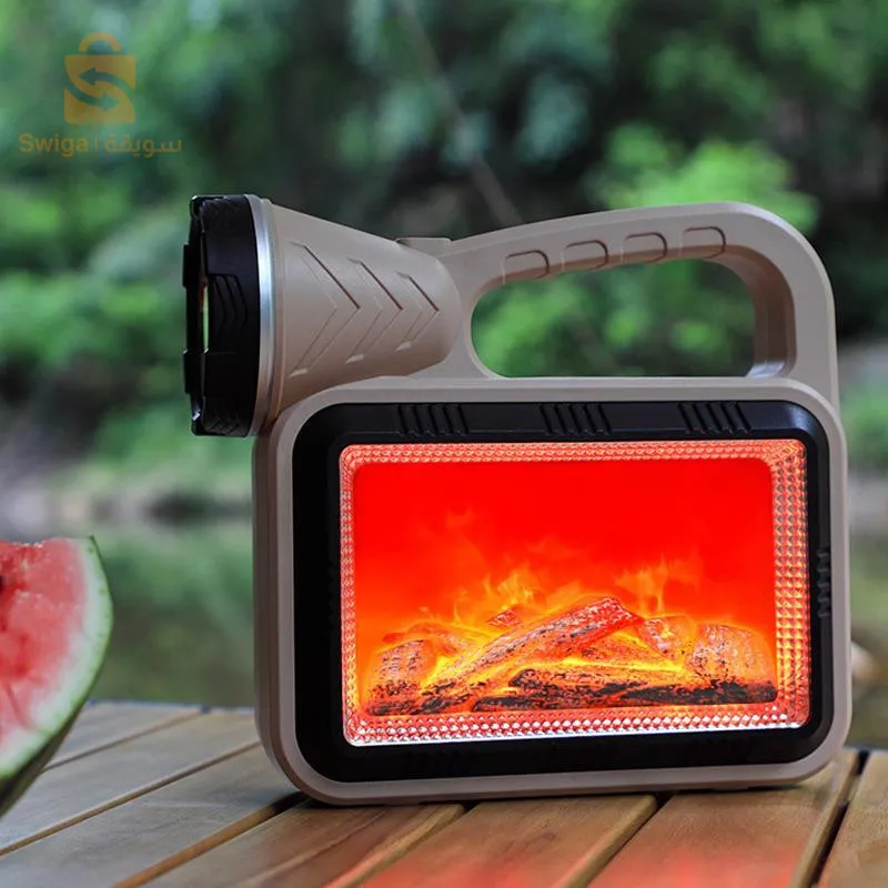 lampe de camping solaire LED à flamme d'atmosphère multifonction charge USB et Power-bank