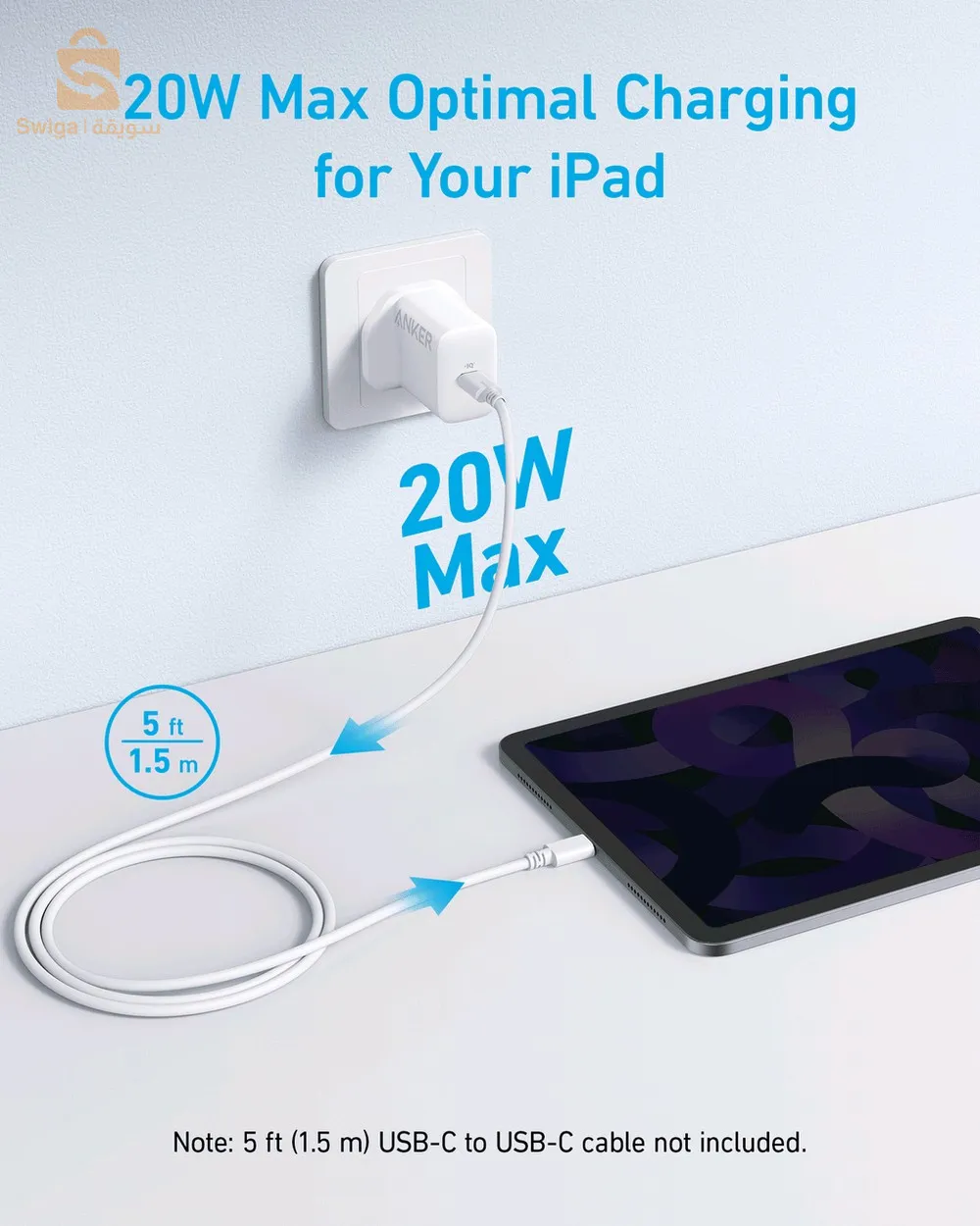 Anker 312 20W Wall Charger with a USB-C Power Delivery Port - A2347