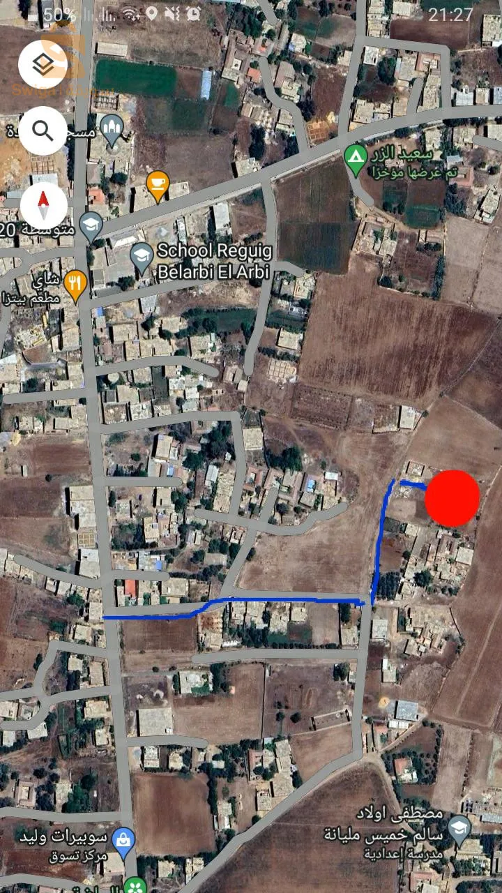 قطعة ارض للبيع في الشياع مساحتها 5 ارات و نصف،  في الحشم بلدية عين السلطان خميس مليانة قريبة من كل المرافق تتوفر على الكهرباء و الماء و شبكة الصرف الصحي...0697031130