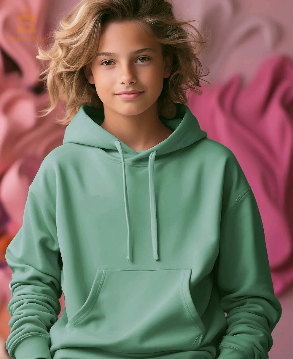 sweatshirt a capuche -vert - cotton