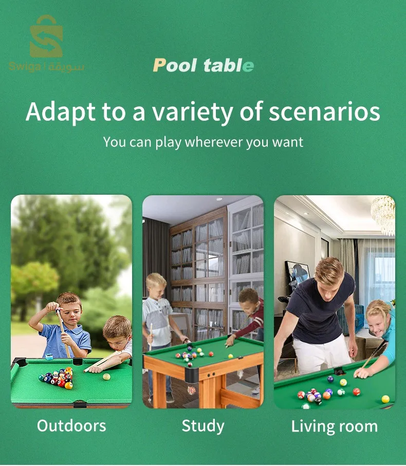 Table de Billard en Bois avec pieds de table - طاولة بلياردو خشبية مع أرجل الطاولة$👍