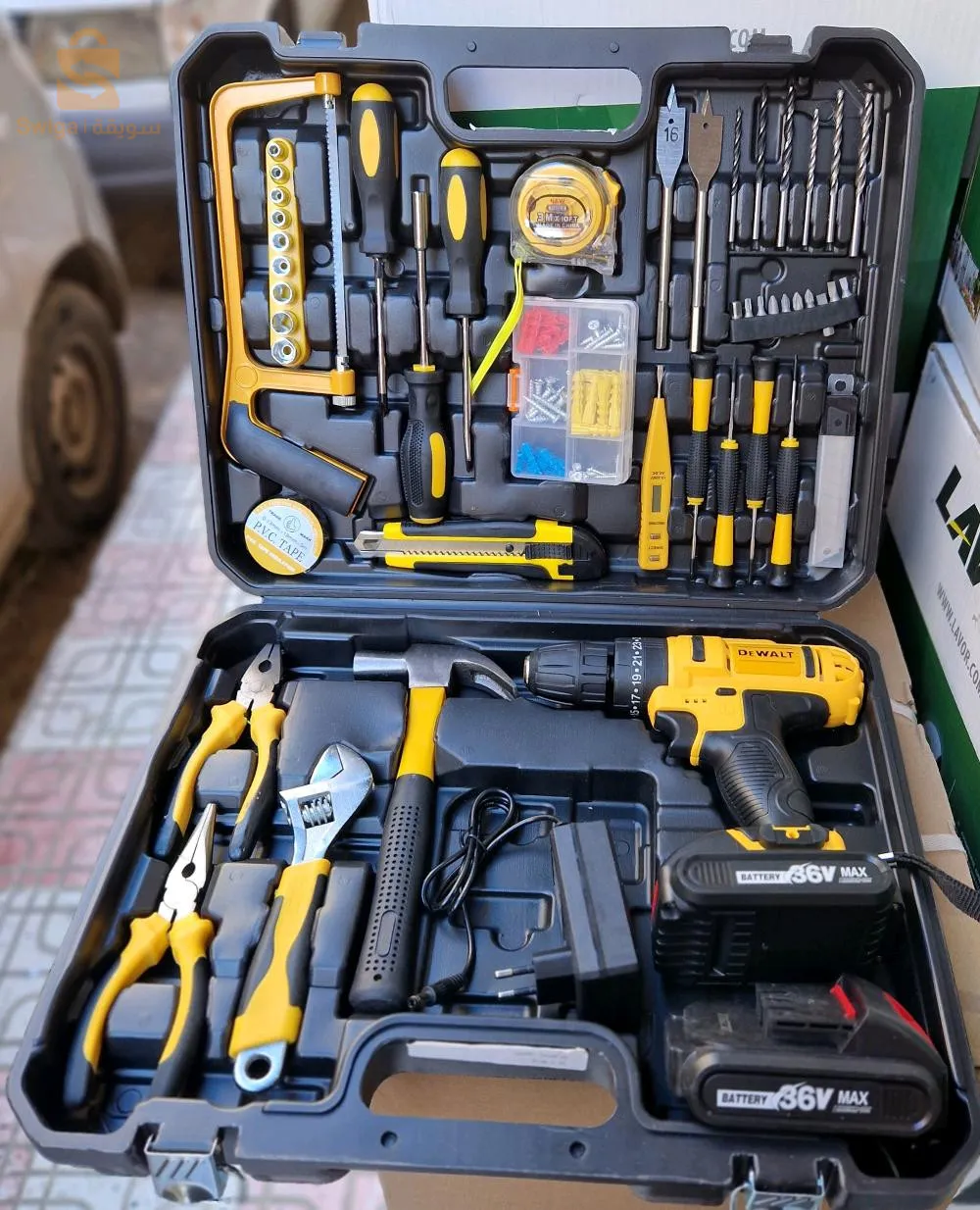 Caisse visseuse DEWALT 36vVisseuse à percussion 36v Double batterie lithium  dewalt avec accessoires 45 pièces 12500دج0665955230فب👉viber watts