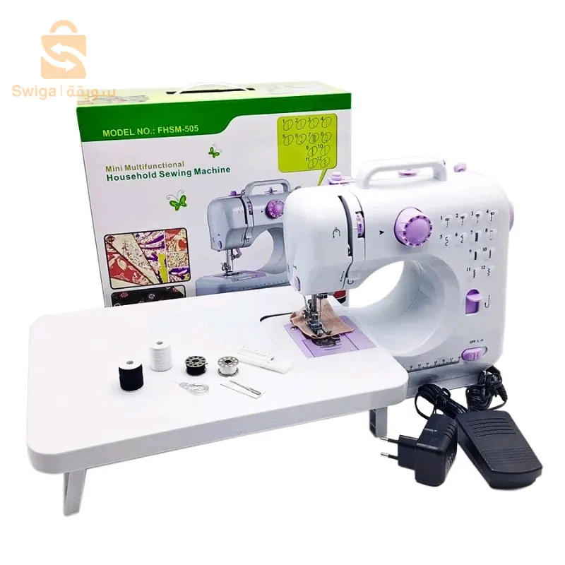 ماكينة خياطة كهربائية متعددة لسطح المكتب، محمولة بدواسة قدم، بصريات خياطة الملابس، 12 غرزة$👍