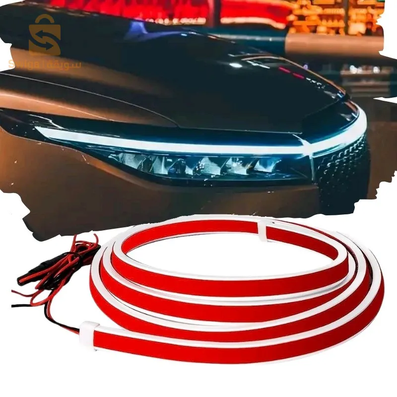 شريط إضاءة LED لغطاء السيارة، بدء المسح الضوئي، مصباح زخرفي، أضواء نهارية مرنة$👍