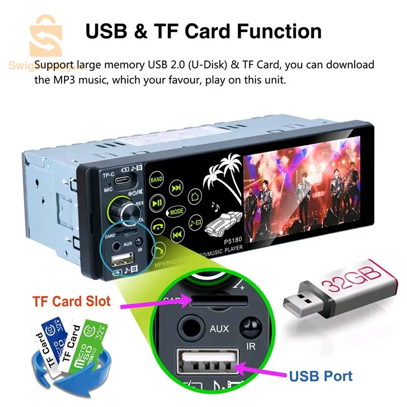 راديو سيارة بشاشة لمس 3.8 بوصة وبلوتوث | USB، SD، AUX مع التحكم في عجلة القيادةشاشة IPS سعوية مقاس 3.8 بوصةزر لون الإضاءة الخلفية (7 ألوان)منفذ TP-C الأمامي (يدعم الشحن السريع للهاتف المحمول)منفذ USB2.0 أمامي (تشغيل الموسيقى، أقصى دعم 32 جيجابايت)فتحة بطاقة TF (تشغيل الموسيقى، أقصى دعم 32 جيجابايت)وظيفة بلوتوث، مكالمات بدون استخدام اليدين وموسيقى BTيدعم MP3/WMA/WAV/FLAC/APP وتنسيقات تشغيل الصوت الأخرىدعم RMVB/RM/VOB/MP4/MOV/AVI/3GP وتنسيقات تشغيل الفيديو الأخرىوظيفة راديو FMمضخم MOSFET: 50 وات × 4 أقصى طاقة مخرجةنطاق تعديل التردد: 87.5 ~ 108.0 ميجا هرتز (الاتحاد الأوروبي)8900دج0665955230وق👉viber watts