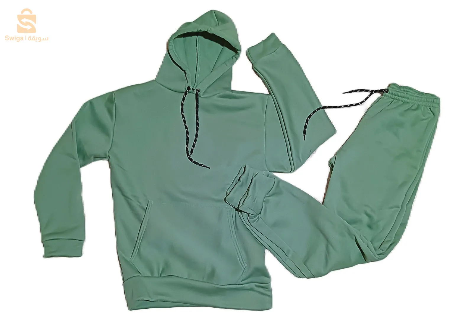 sweatshirt a capuche -vert - cotton