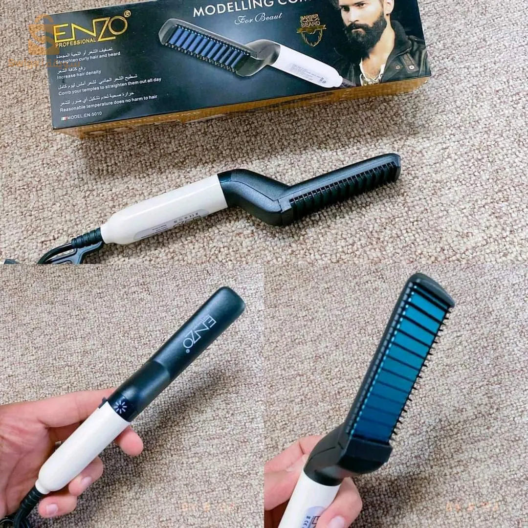 مشط ومصفف حراري للشعر واللحية من صفائح السيراميك لإطلالة عصرية وشعر أملس وناعم Enzo