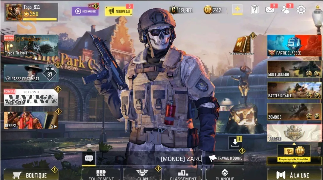 compte call of duty mobile