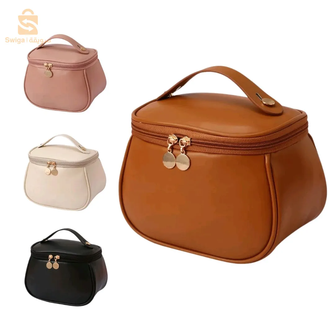 Sac à cosmétiques de voyage en cuir PU pour femmes, grande capacité, trousse de maquillage portable