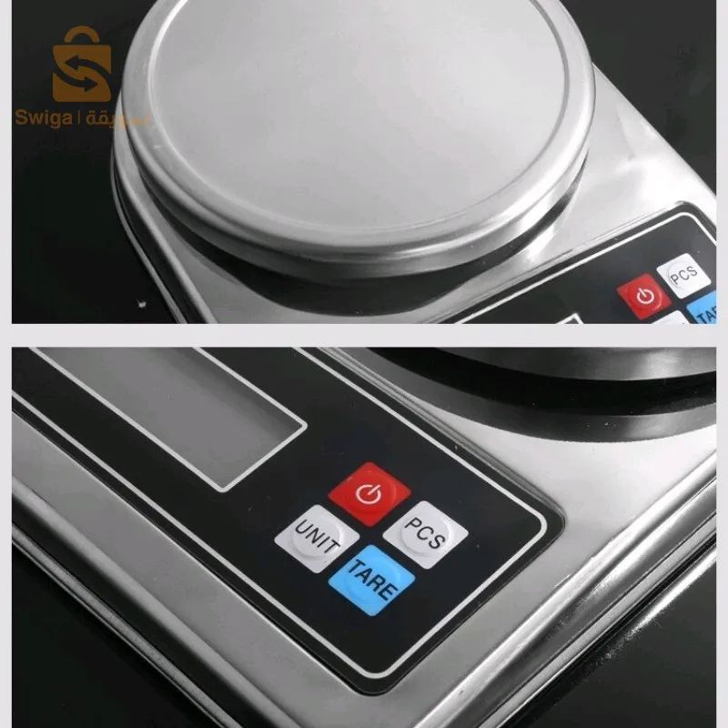 ميزان مطبخ رقمي عالي الدقة مع وعاء من الفولاذ المقاوم للصدأ، 5 كجم/1 جرام مع شاشة LCD$👍
