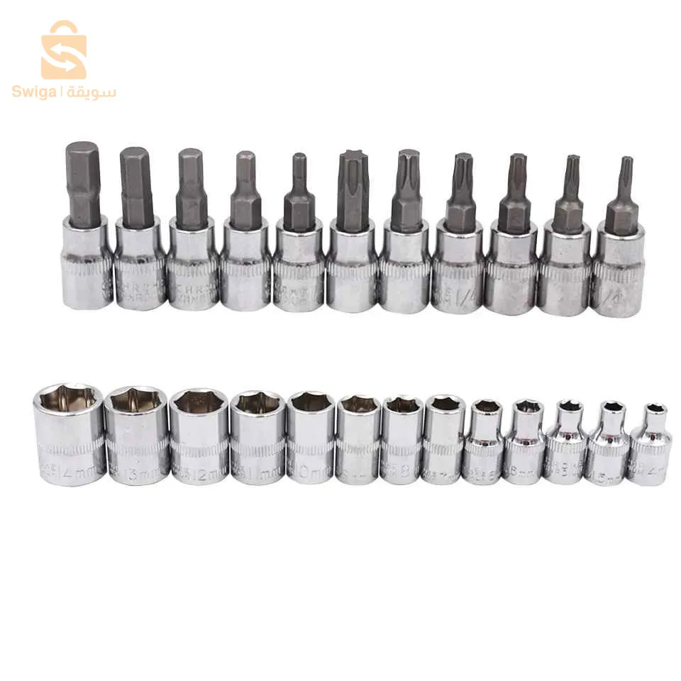 Caisse a òutils 46 piècesتحتاج الى أدوات ميكانيكية شاملة الوظائف؟من 4 إلى 14L اليك طقم أدوات الصيانة الميكانيكية التي يدعمك في مختلف أعمالك المهنية، حيث يأتي مع مجموعة أكسسوارات تتكيف مع مختلف أنواع وأشكال البراغي وتعتبر مسند لأدوات الثقب والحفر، كما يتميز المفتاح بخاصية الفتح والغلق بالإتجاهين لإستعمال سهل ومريح.    مجموعة أكسسوارات تتكيف مع مختلف أنواع البراغي ومسند لأدوات الثقب والحفر.طقم ذو جودة عالية يأتي في علبة منظمة من 46 قطعة لاستخدام سهل.يتضمن عدة ملحقات لتمديد إستعمالها مع المفاتيح السداسية.قبضة يد مريحة مع استجابة فورية بدون الحاجة إلى تعديلات.هيكل قوي من الفولاذ المتين ليعطيك قوة فك عالية.لون الصندوق: أحمر المواد: HSS الحجم: تقريبا.  15 × 2 × 2 سم / 5.9 × 0.8 × 0.8 بوصة (الطول × العرض × الارتفاع) 2.Made من مواد ممتازة ، قوي ودائم. 4-النوع: الأدوات اليدوية ، والتركيبات ، والمآخذ ، والسقاطة ، وأدوات صيانة وإصلاح المركبات2850دج0665955230فب👉viber watts