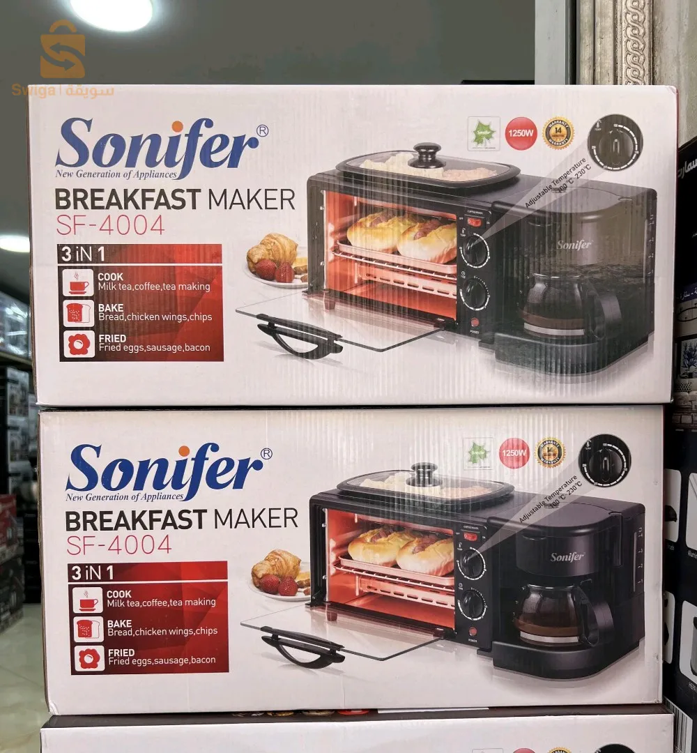 صانع الافطار متعدد الوظائف فرن وشواية وماكينةقهوة Multifunctional Breakfast Maker Sf-4004